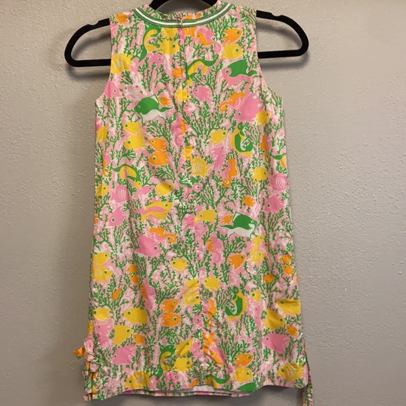 Lilly Pulitzer Girls Size 12 Lined Fish Seahorse Colorful Pockets Shift Dress - Picture 4 of 7